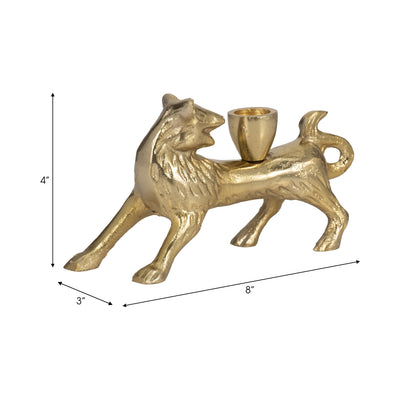 8" Fox Taper Candle Holder, Gold - Al Rugaib Furniture