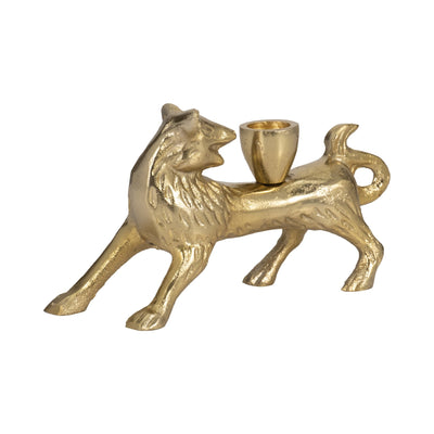 8" Fox Taper Candle Holder, Gold - Al Rugaib Furniture