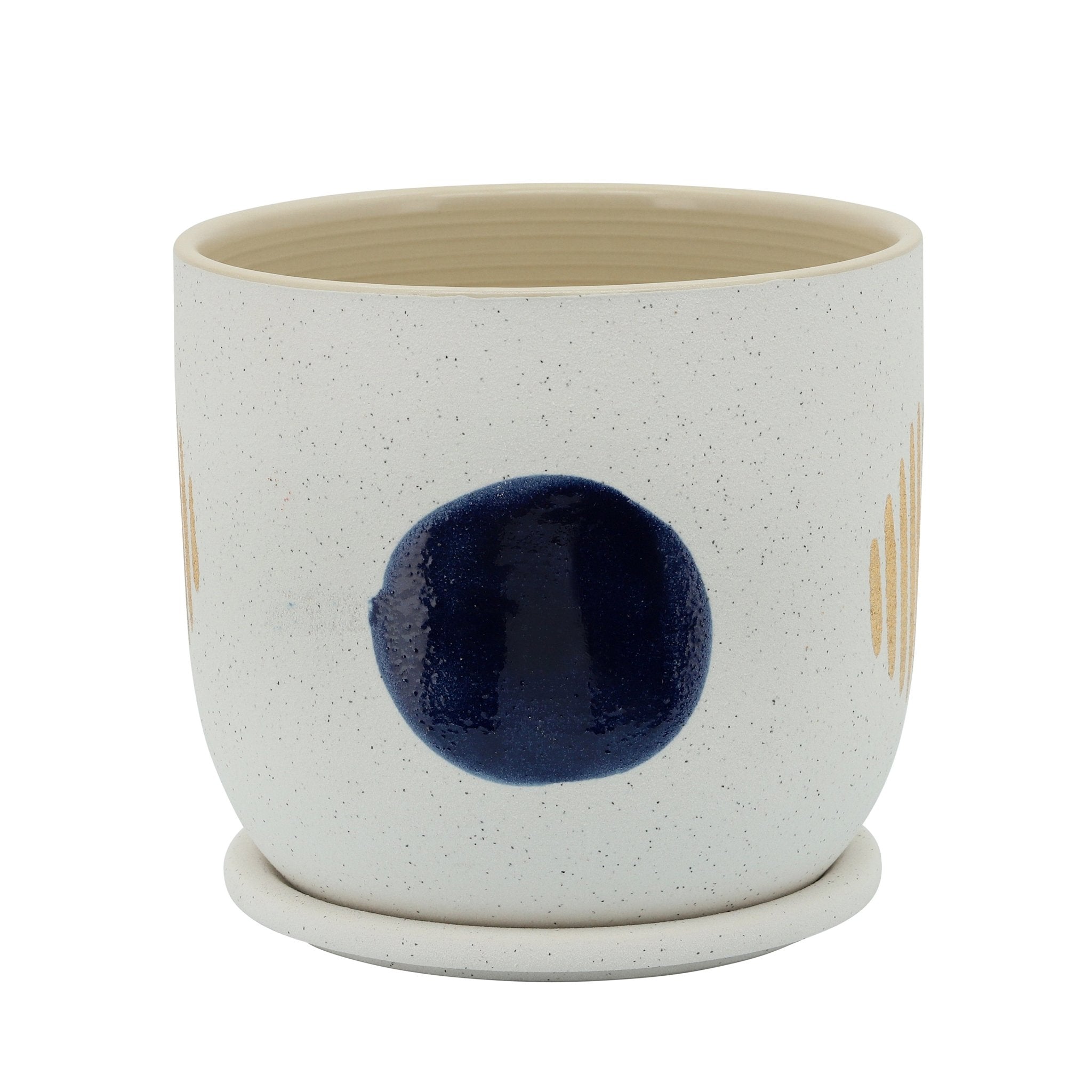 8" Funky Planter W/ Saucer, White Outdoor Planters| Sagebrook Home