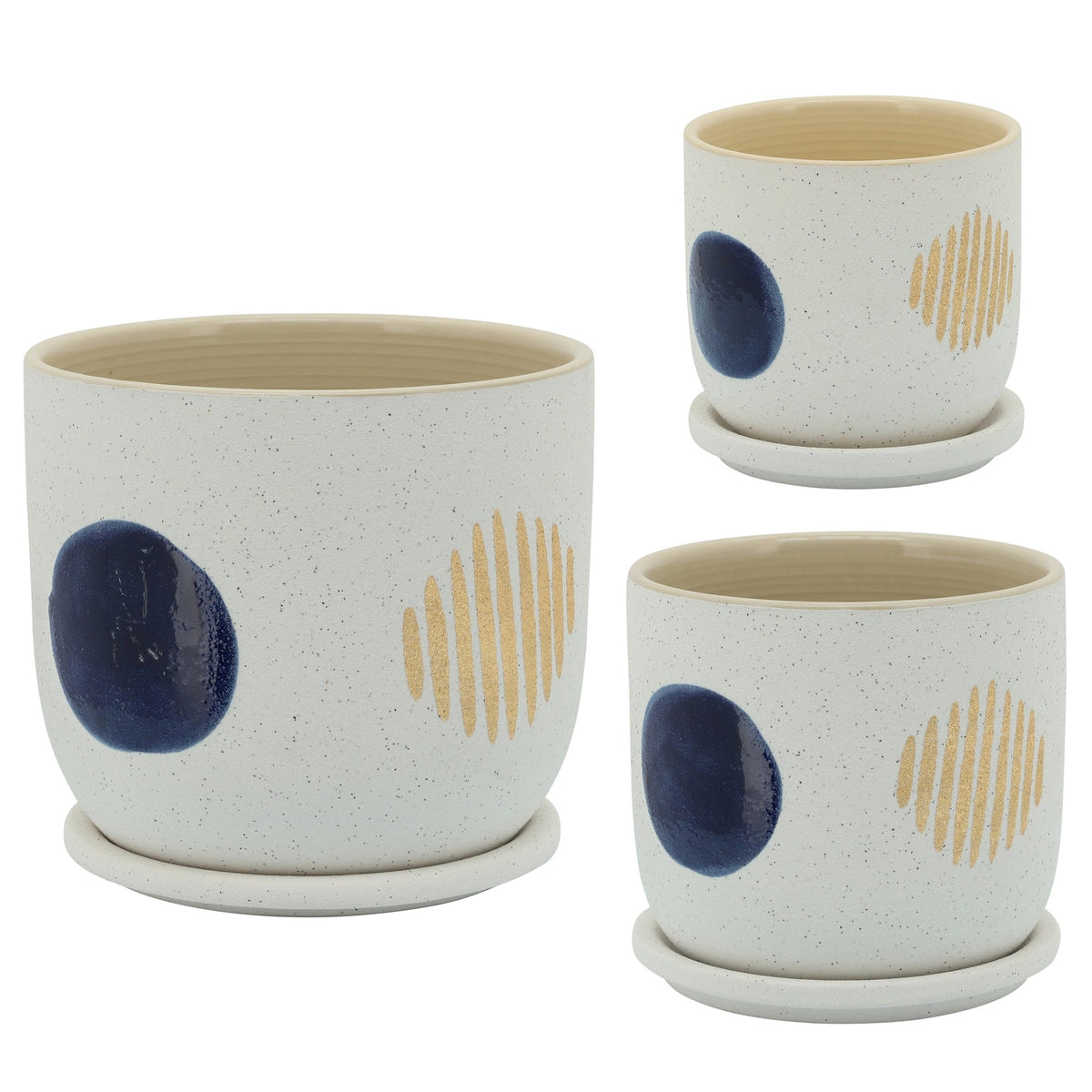 8" Funky Planter W/ Saucer, White Outdoor Planters| Sagebrook Home
