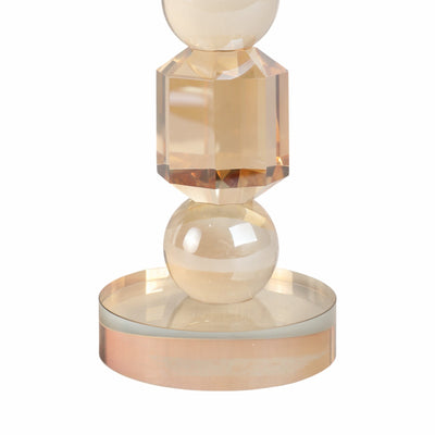8" Geo Crystal Taper Holder, Amber - Al Rugaib Furniture