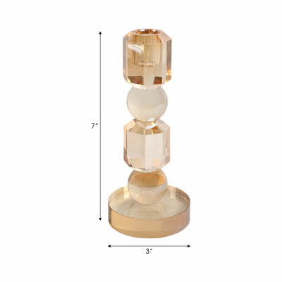 8" Geo Crystal Taper Holder, Amber - Al Rugaib Furniture