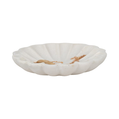8" Hadara Marble Flower Tray, Tan - Al Rugaib Furniture