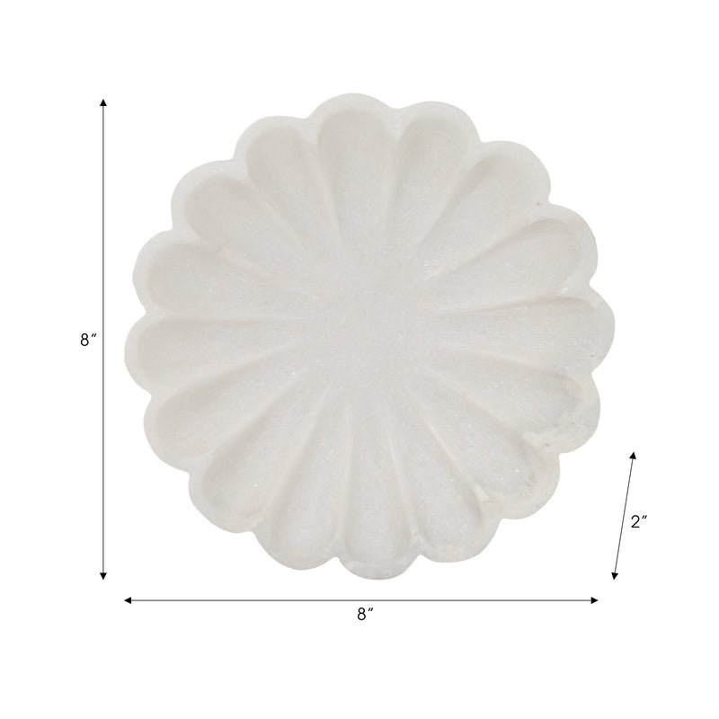 8" Hadara Marble Flower Tray, Tan - Al Rugaib Furniture