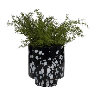 8" Hennie Small Black & White Glass Vase - Al Rugaib Furniture