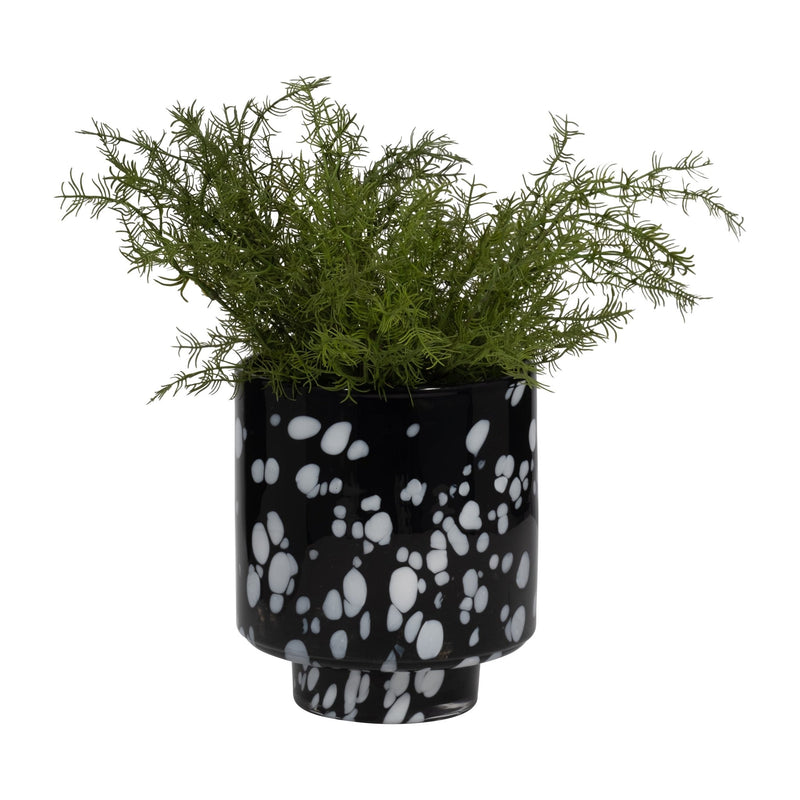 8" Hennie Small Black & White Glass Vase - Al Rugaib Furniture