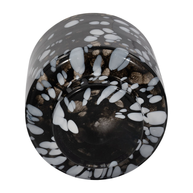 8" Hennie Small Black & White Glass Vase - Al Rugaib Furniture