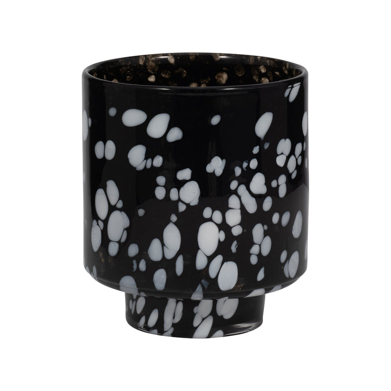 8" Hennie Small Black & White Glass Vase - Al Rugaib Furniture
