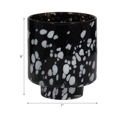 8" Hennie Small Black & White Glass Vase - Al Rugaib Furniture