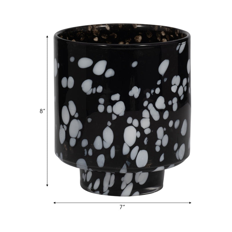 8" Hennie Small Black & White Glass Vase - Al Rugaib Furniture