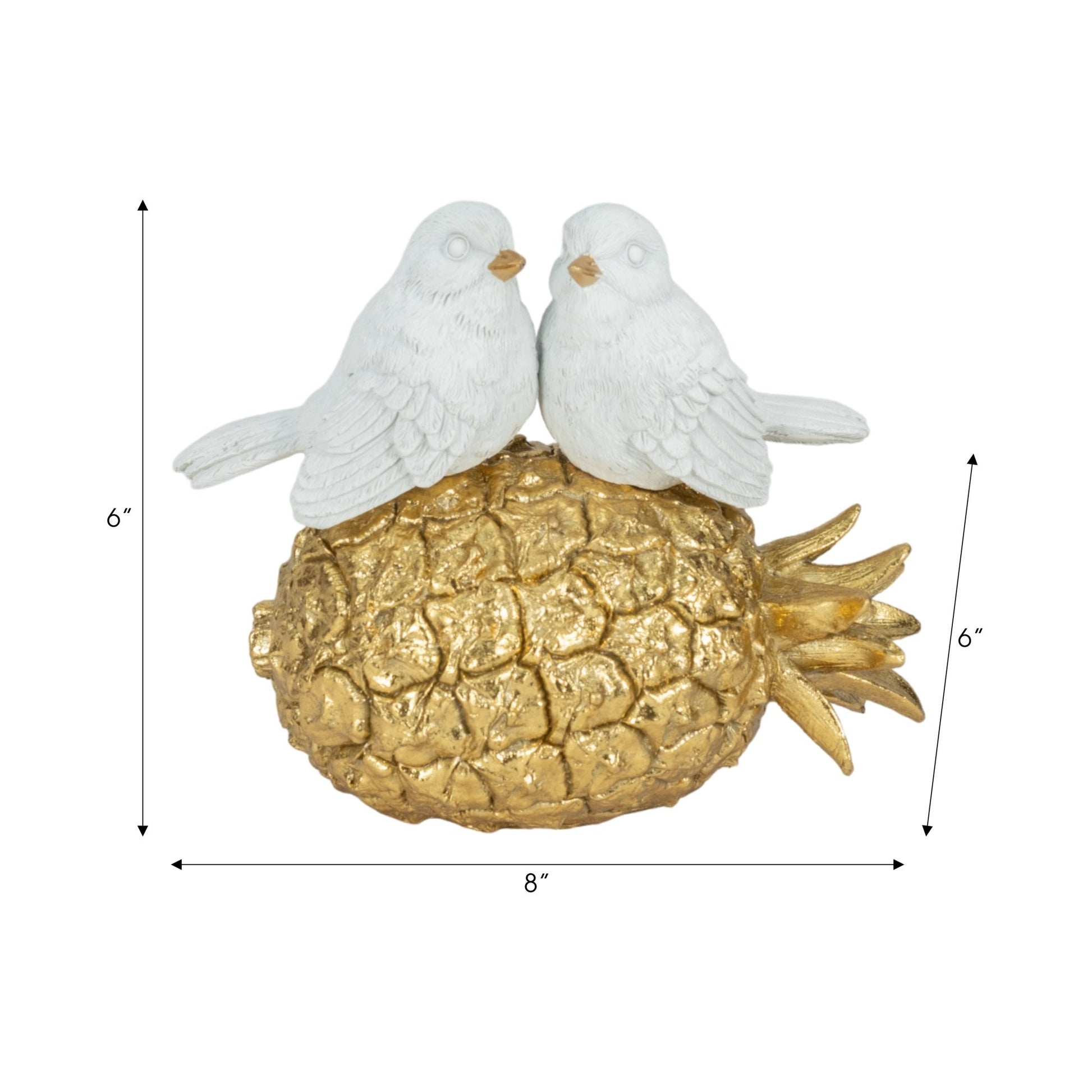 8" Kissing Birds On Pineapple, White/gold Table Decors| Sagebrook Home