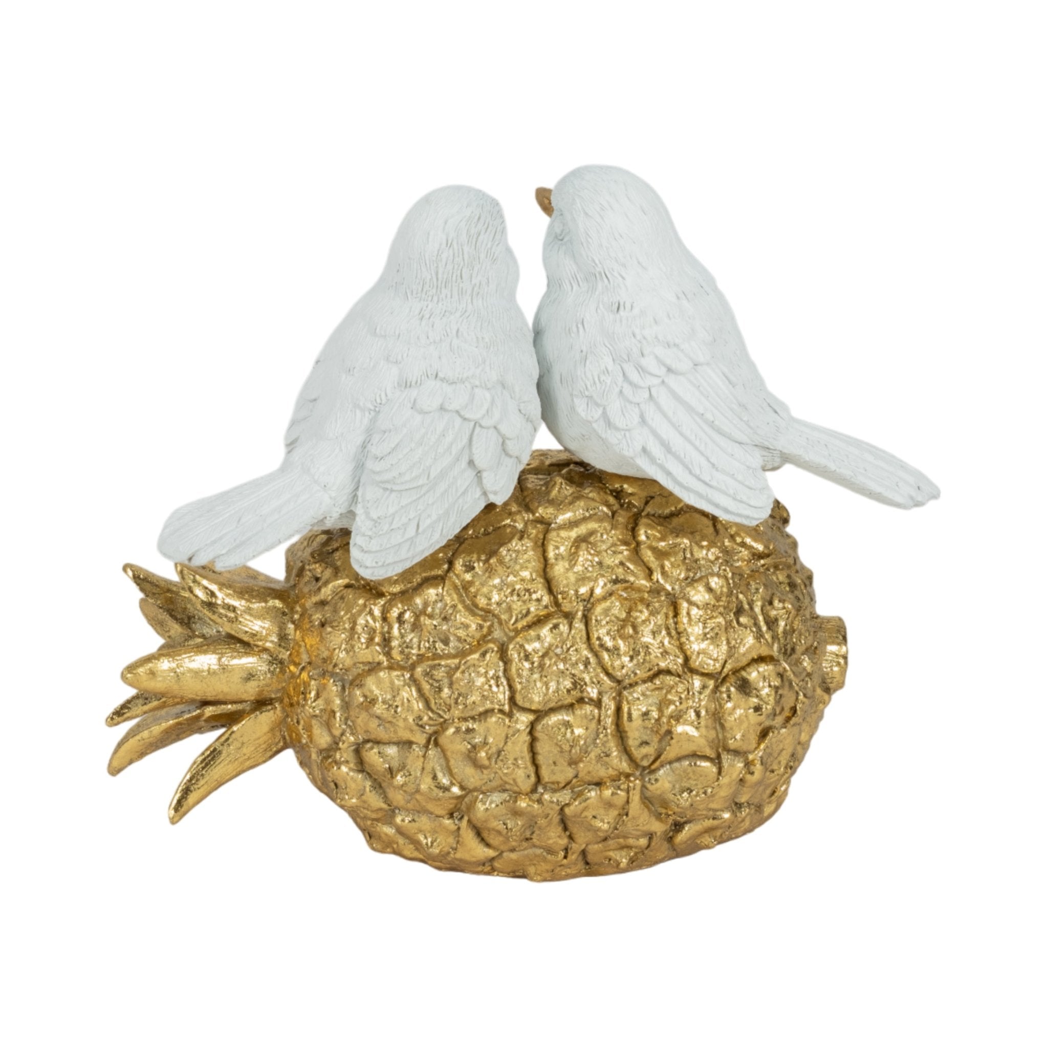 8" Kissing Birds On Pineapple, White/gold Table Decors| Sagebrook Home