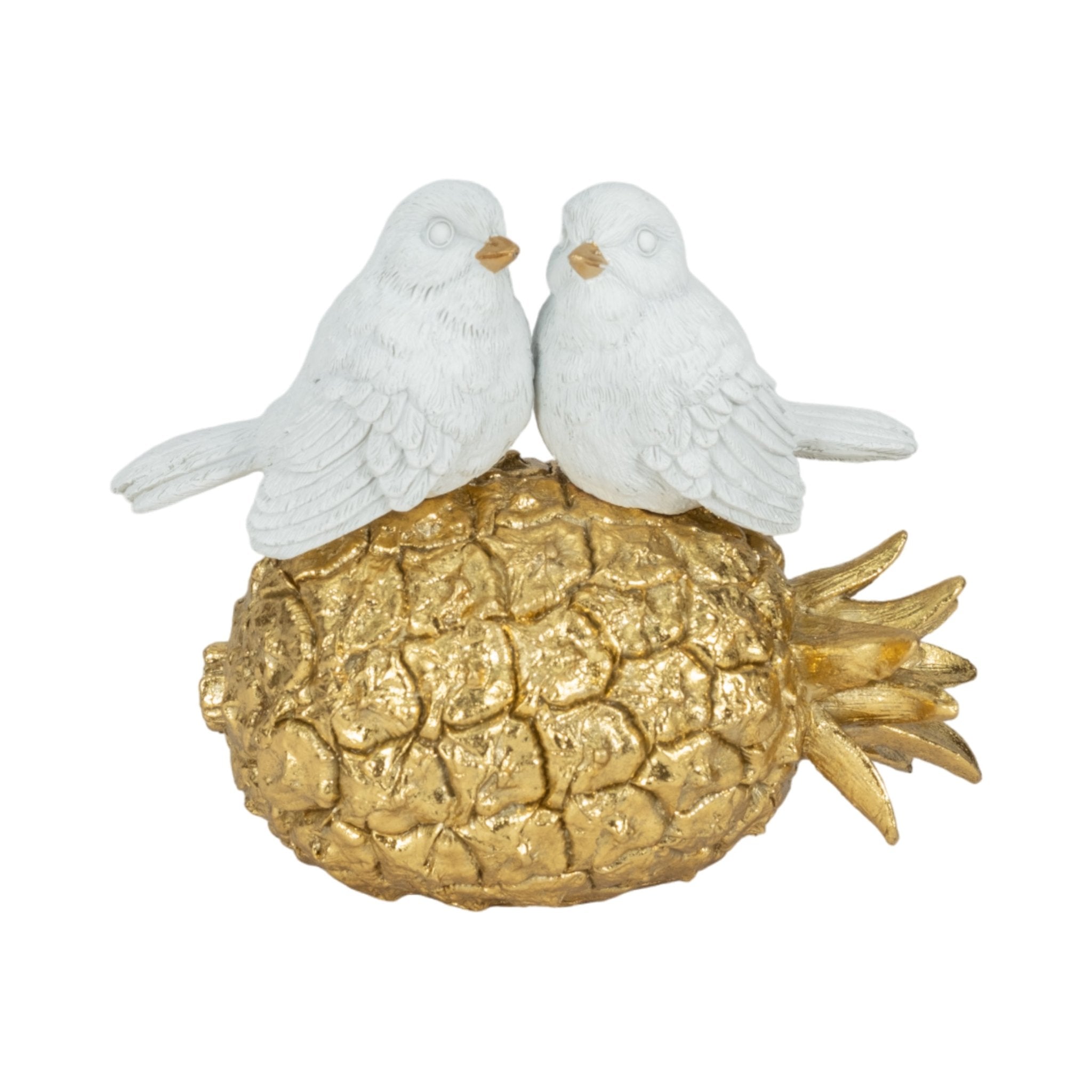 8" Kissing Birds On Pineapple, White/gold Table Decors| Sagebrook Home