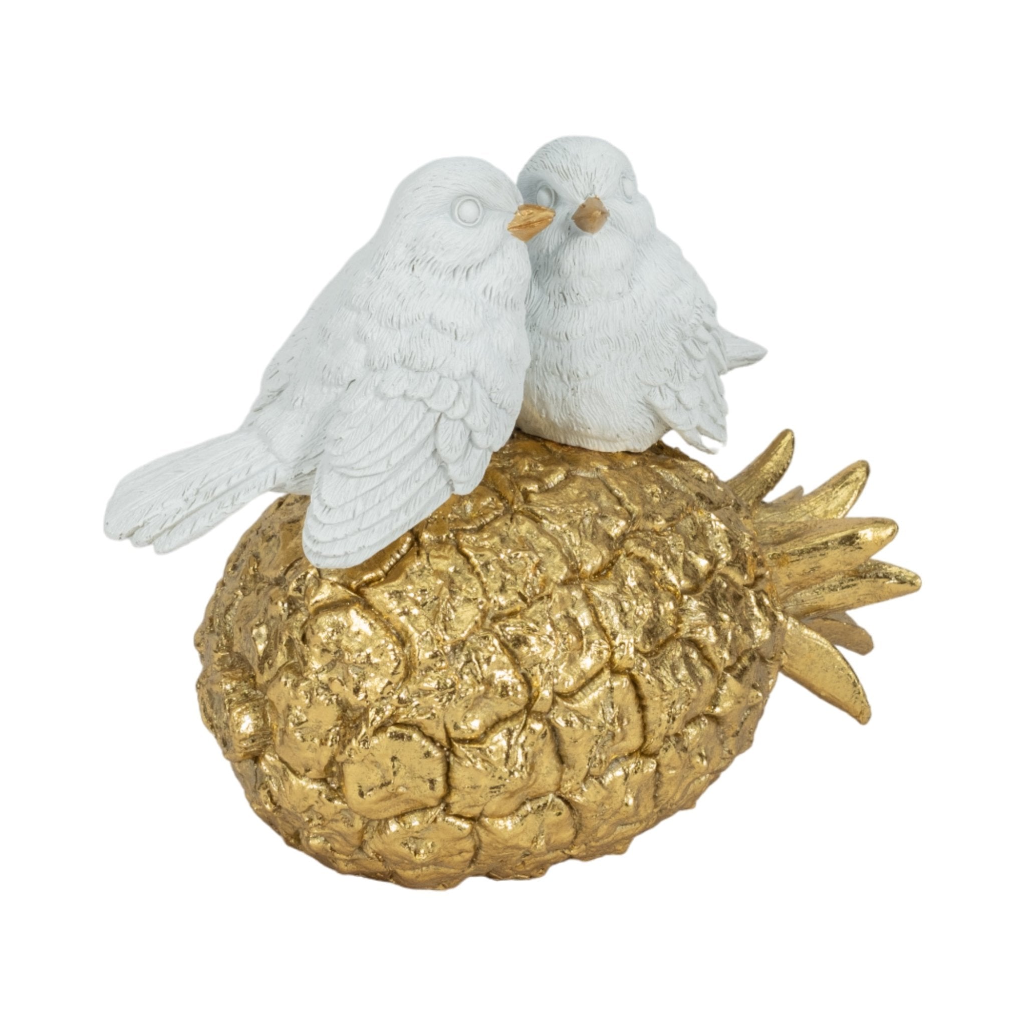 8" Kissing Birds On Pineapple, White/gold Table Decors| Sagebrook Home