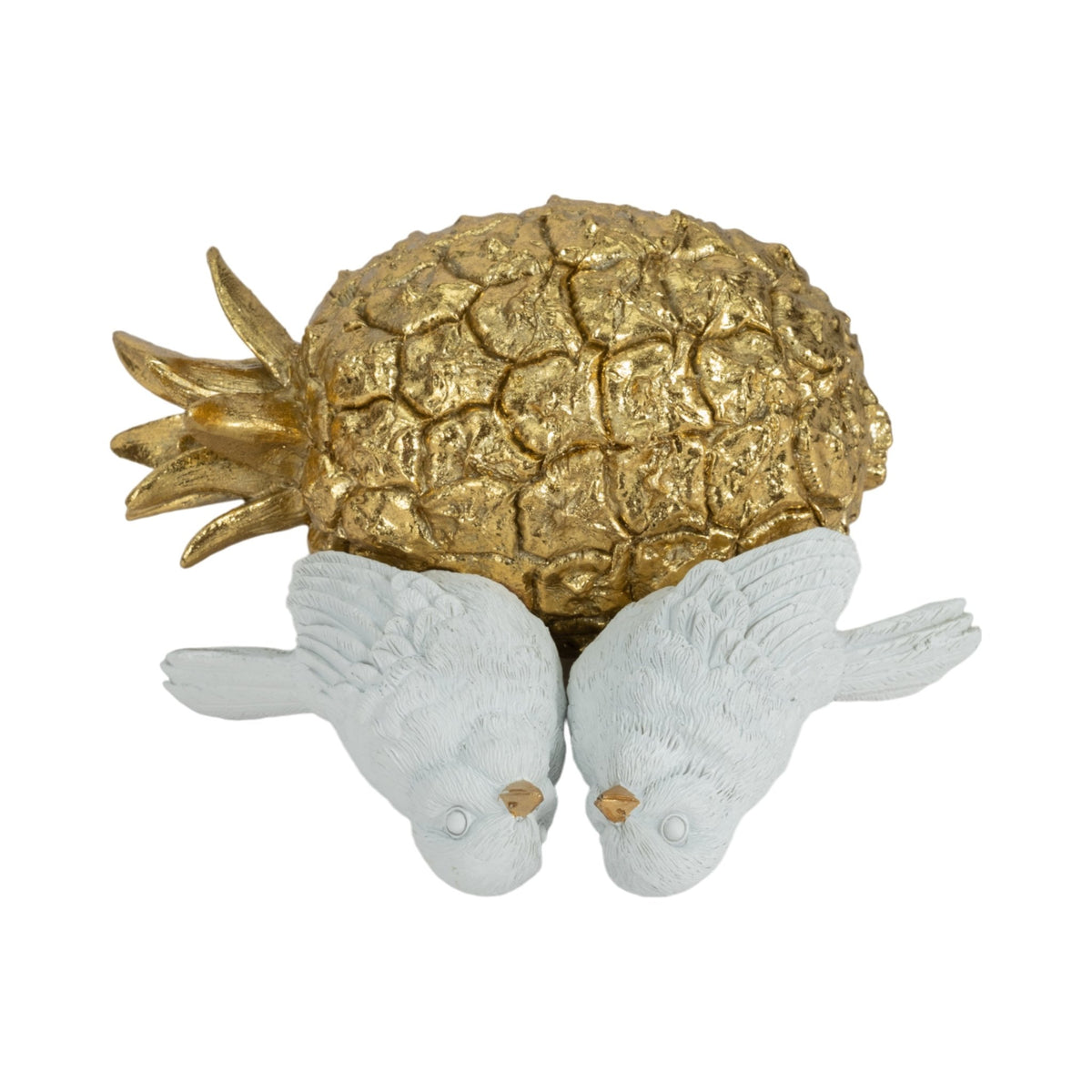 8" Kissing Birds On Pineapple, White/gold Table Decors| Sagebrook Home