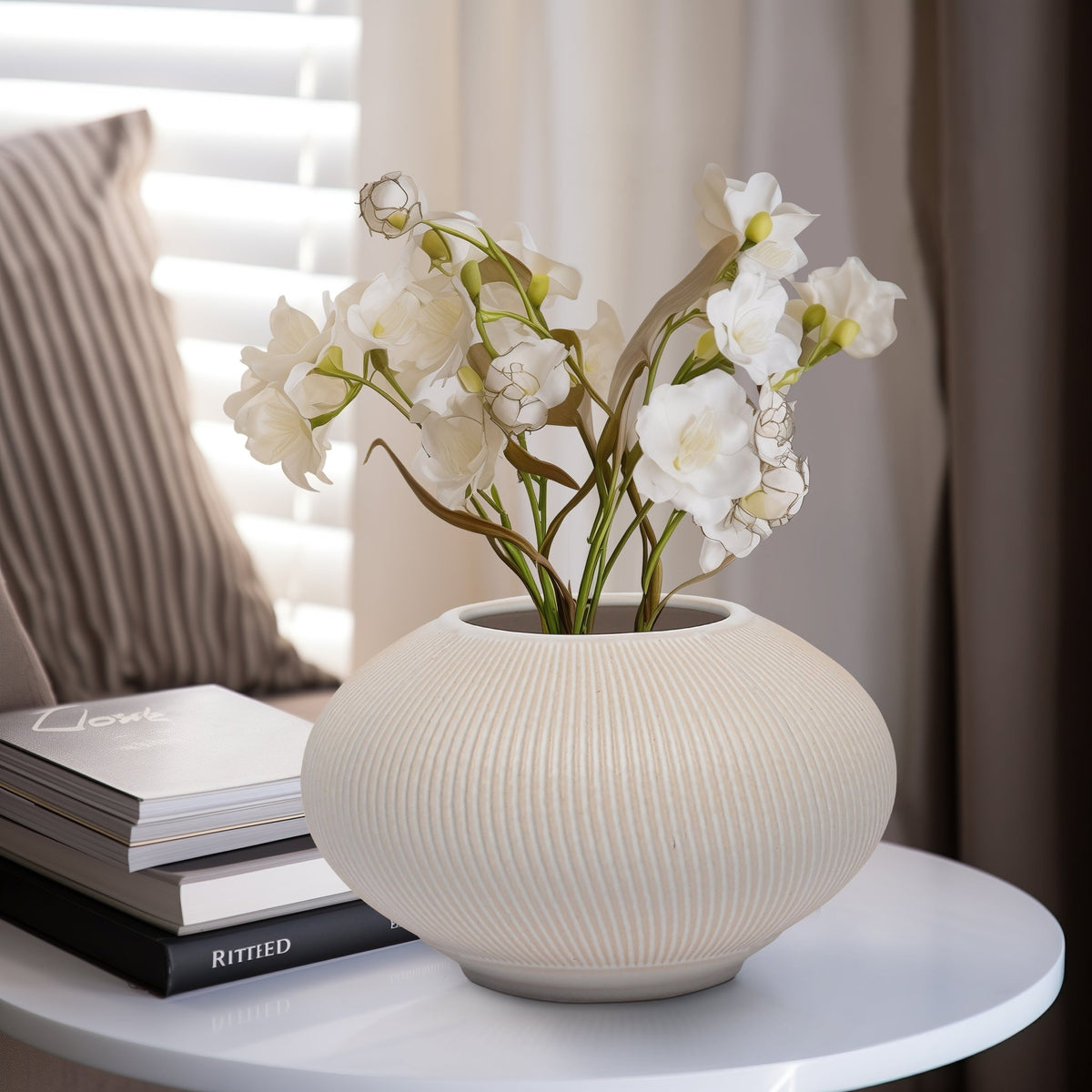 8" KITAMI MEDIUM VASE, IVORY Vases and Jars| Sagebrook Home