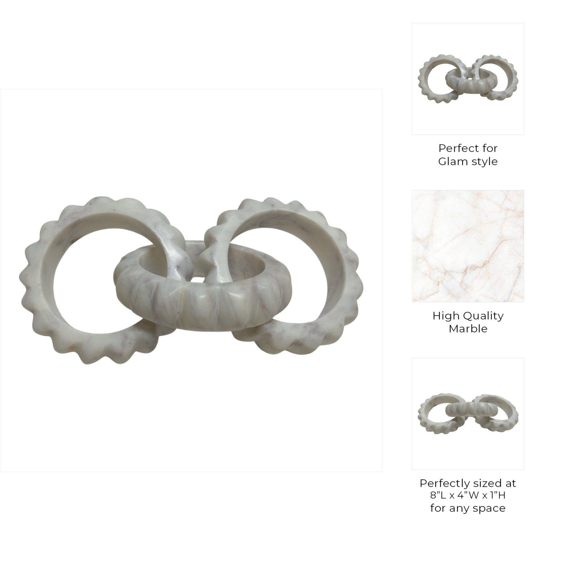 8" Lonna Carved Marble Chain Object Table Decors| Sagebrook Home