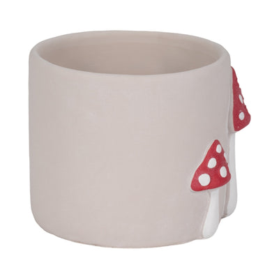 8" Magic Mushroom Applique Planter, Red/white - Al Rugaib Furniture