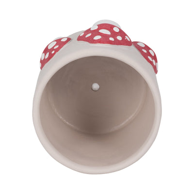 8" Magic Mushroom Applique Planter, Red/white - Al Rugaib Furniture
