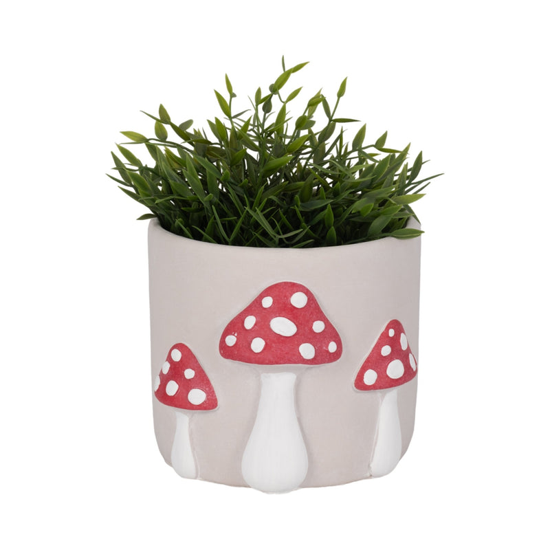 8" Magic Mushroom Applique Planter, Red/white - Al Rugaib Furniture