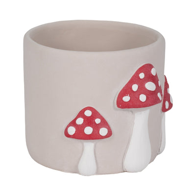 8" Magic Mushroom Applique Planter, Red/white - Al Rugaib Furniture