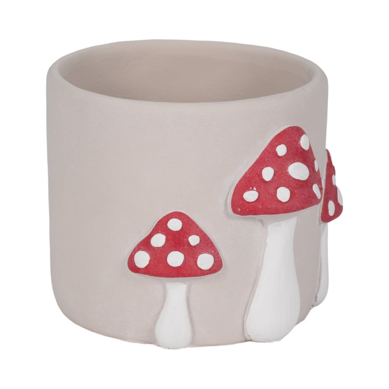8" Magic Mushroom Applique Planter, Red/white - Al Rugaib Furniture