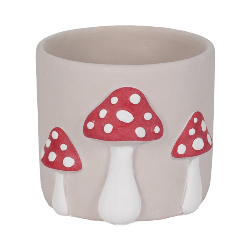 8" Magic Mushroom Applique Planter, Red/white - Al Rugaib Furniture