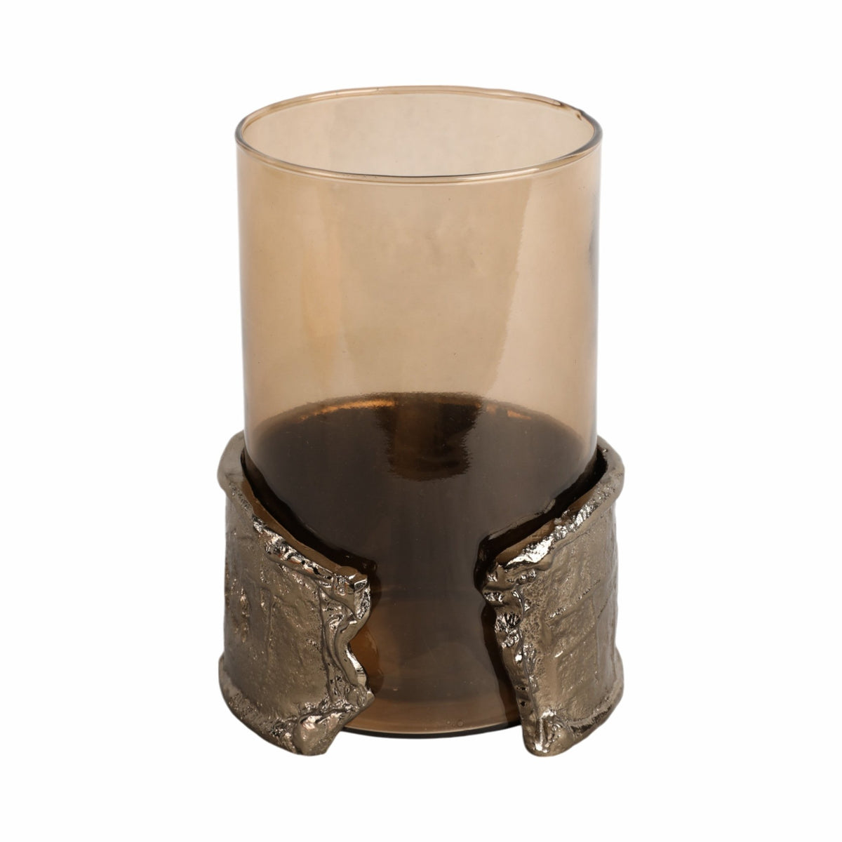8" MAPUTO SM CANDLE HOLDER GLASS, BROWN | Sagebrook Home