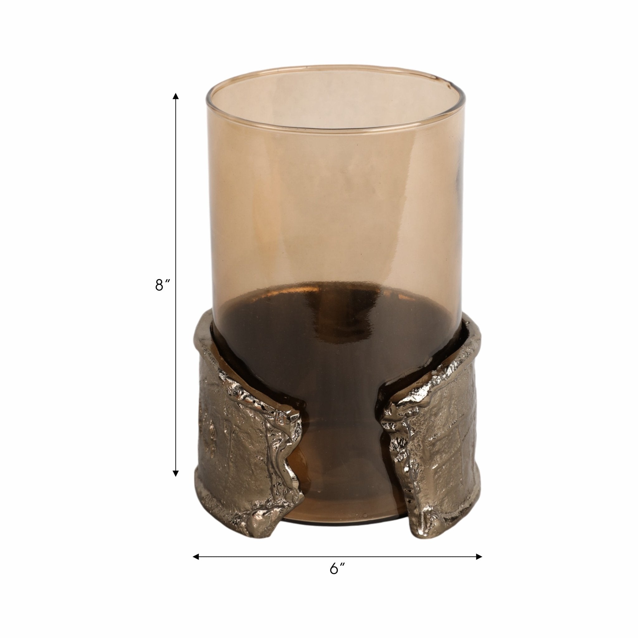 8" MAPUTO SM CANDLE HOLDER GLASS, BROWN | Sagebrook Home