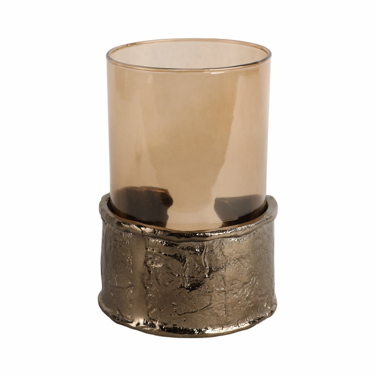 8" MAPUTO SM CANDLE HOLDER GLASS, BROWN | Sagebrook Home