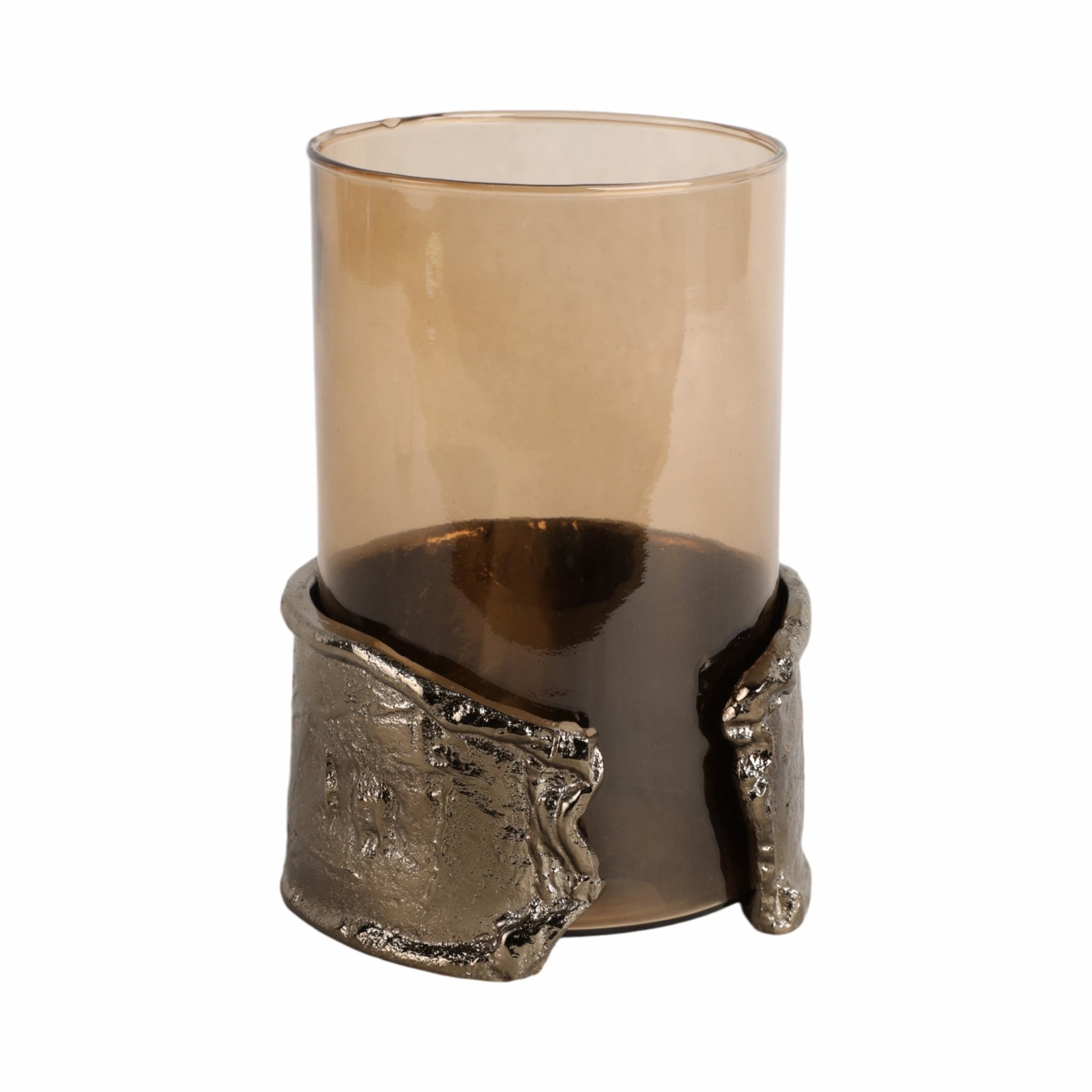 8" MAPUTO SM CANDLE HOLDER GLASS, BROWN | Sagebrook Home
