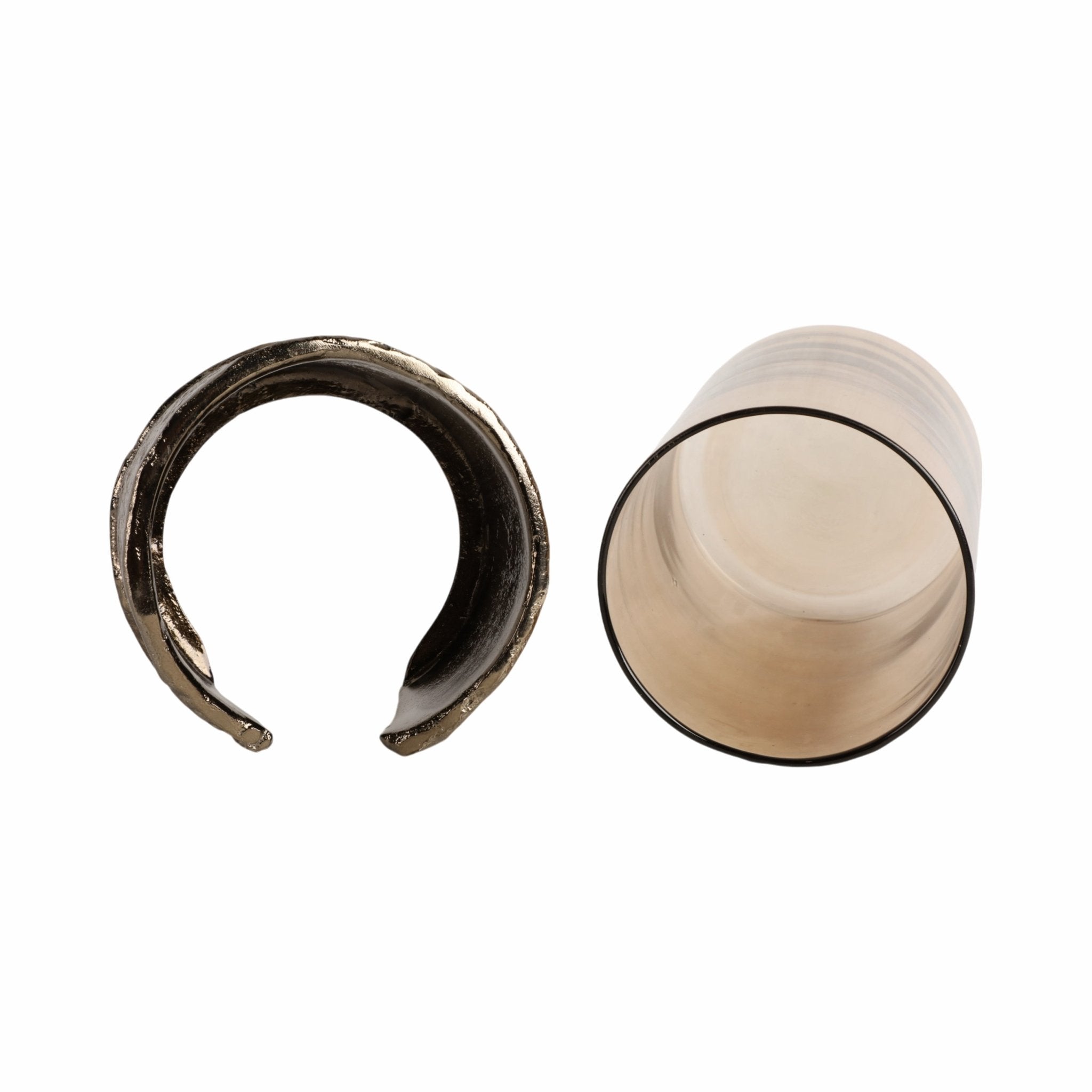 8" MAPUTO SM CANDLE HOLDER GLASS, BROWN | Sagebrook Home