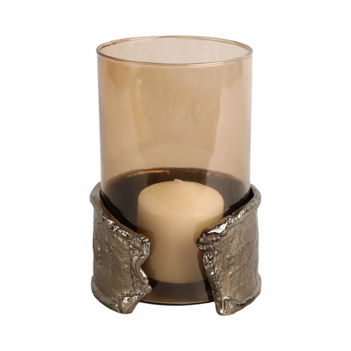 8" MAPUTO SM CANDLE HOLDER GLASS, BROWN | Sagebrook Home