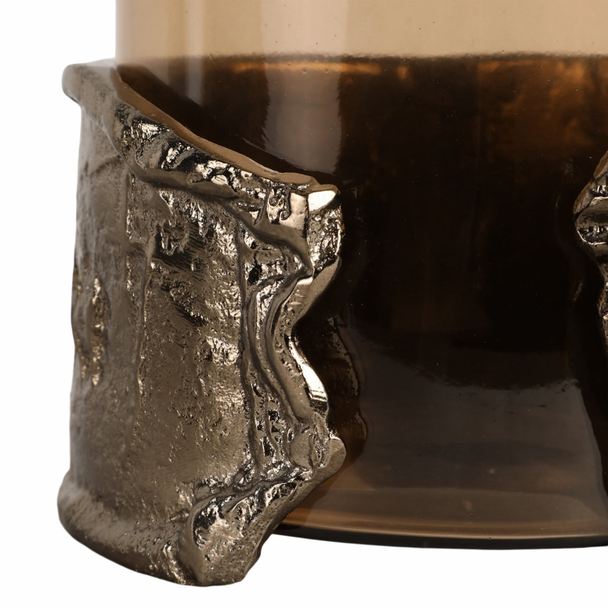 8" MAPUTO SM CANDLE HOLDER GLASS, BROWN | Sagebrook Home