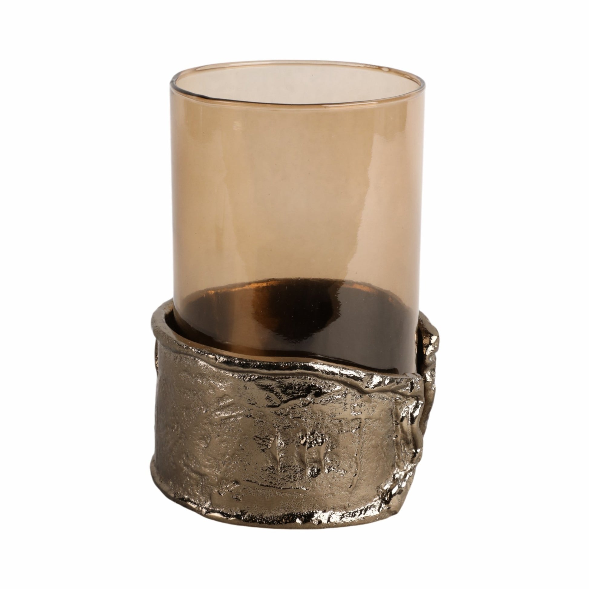 8" MAPUTO SM CANDLE HOLDER GLASS, BROWN | Sagebrook Home