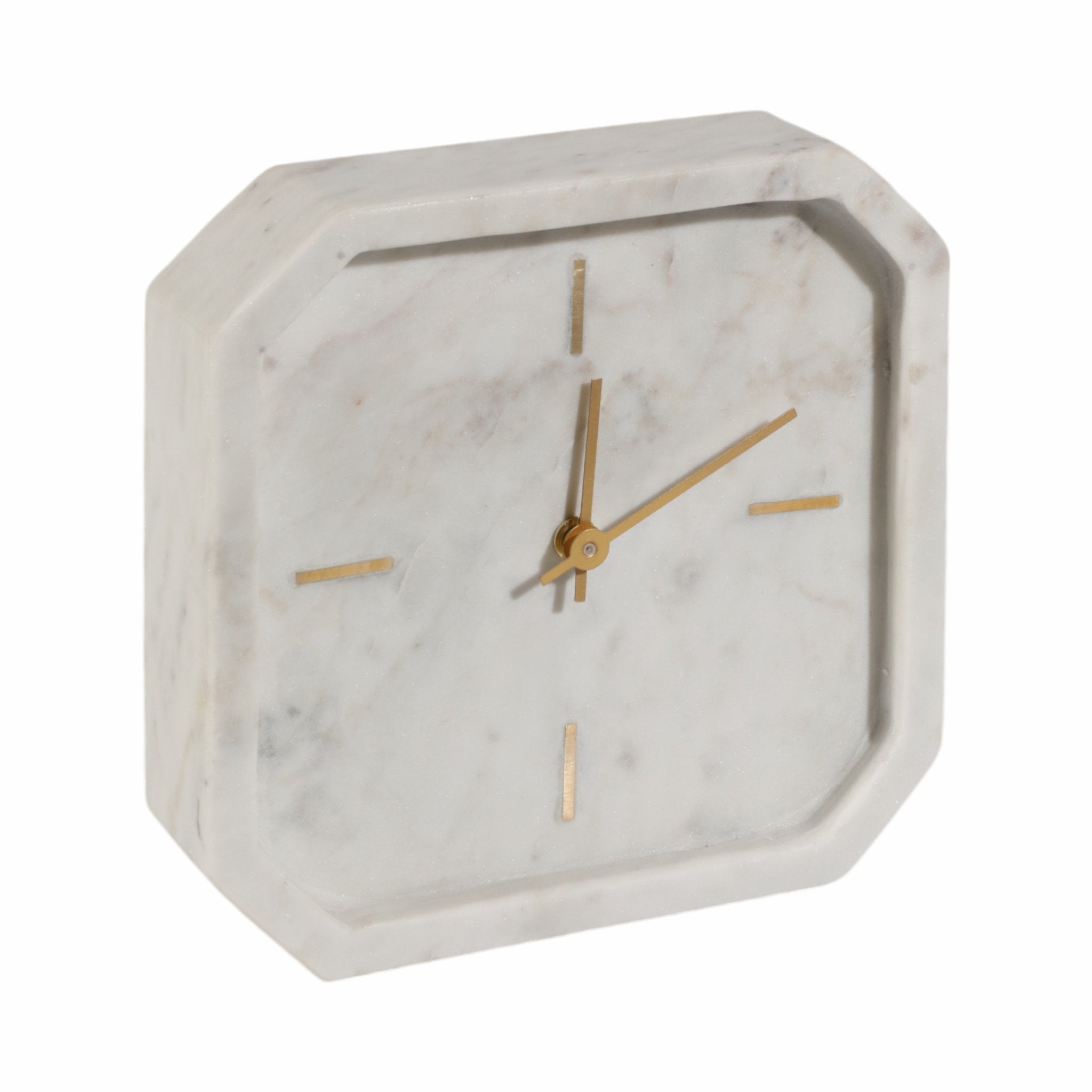 8" Marble Octagon Clock, Wht/gld Table Decors| Sagebrook Home