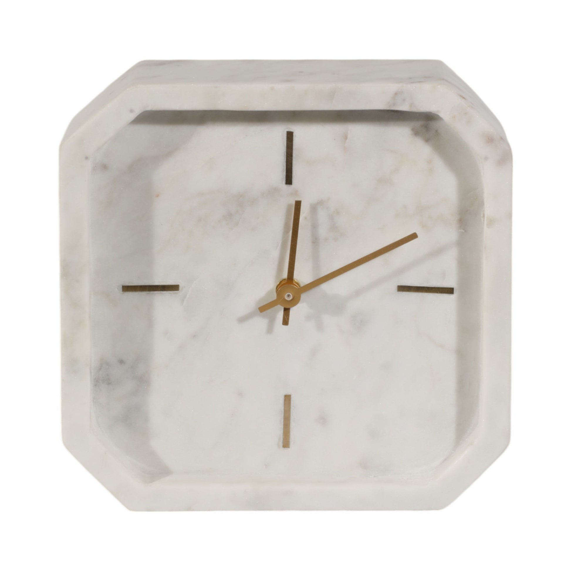 8" Marble Octagon Clock, Wht/gld Table Decors| Sagebrook Home