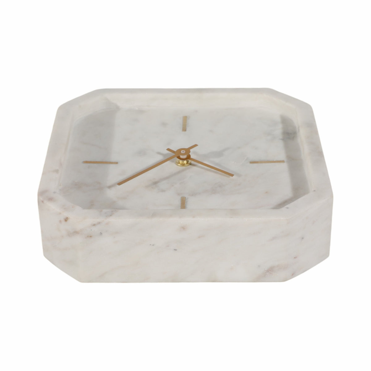 8" Marble Octagon Clock, Wht/gld Table Decors| Sagebrook Home