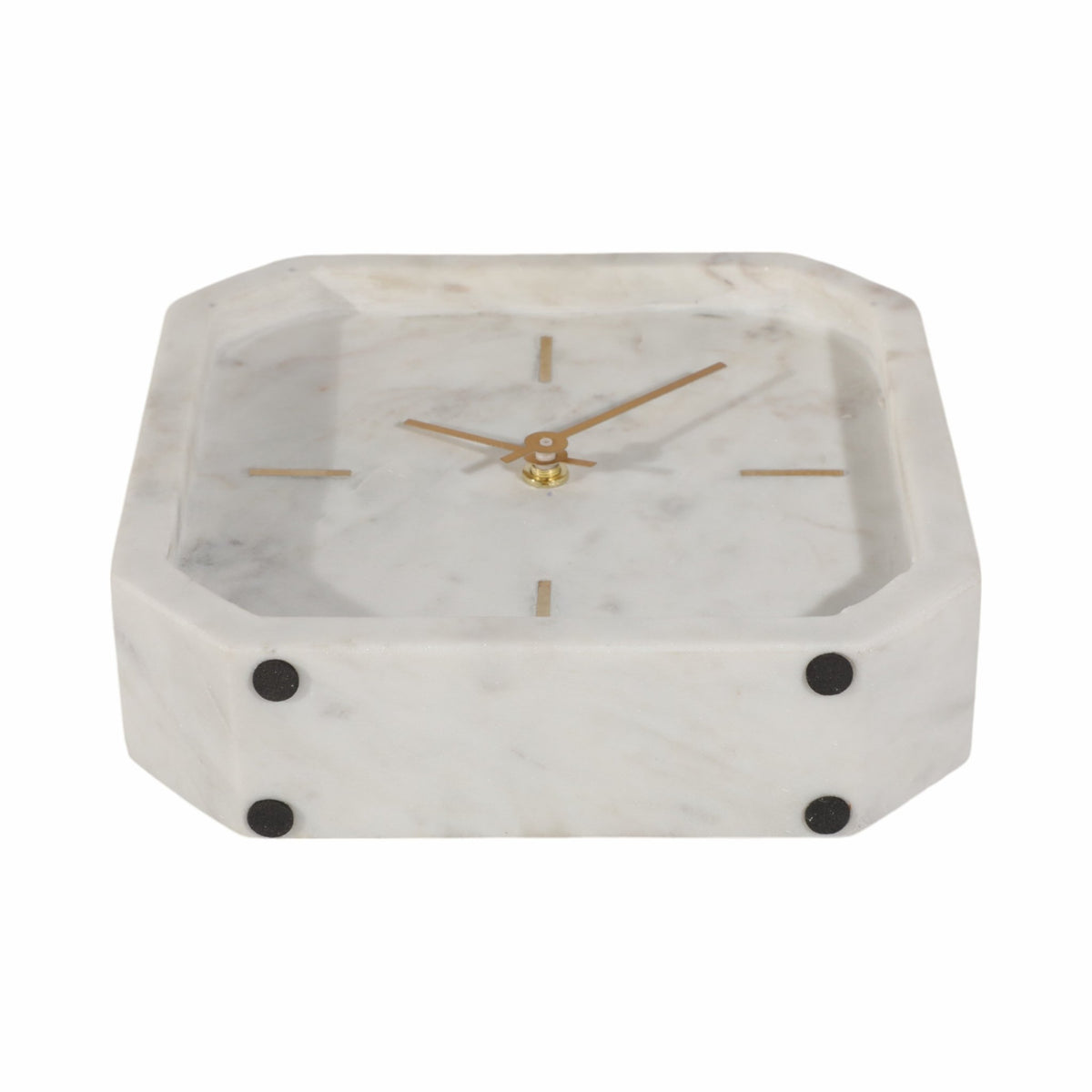 8" Marble Octagon Clock, Wht/gld Table Decors| Sagebrook Home