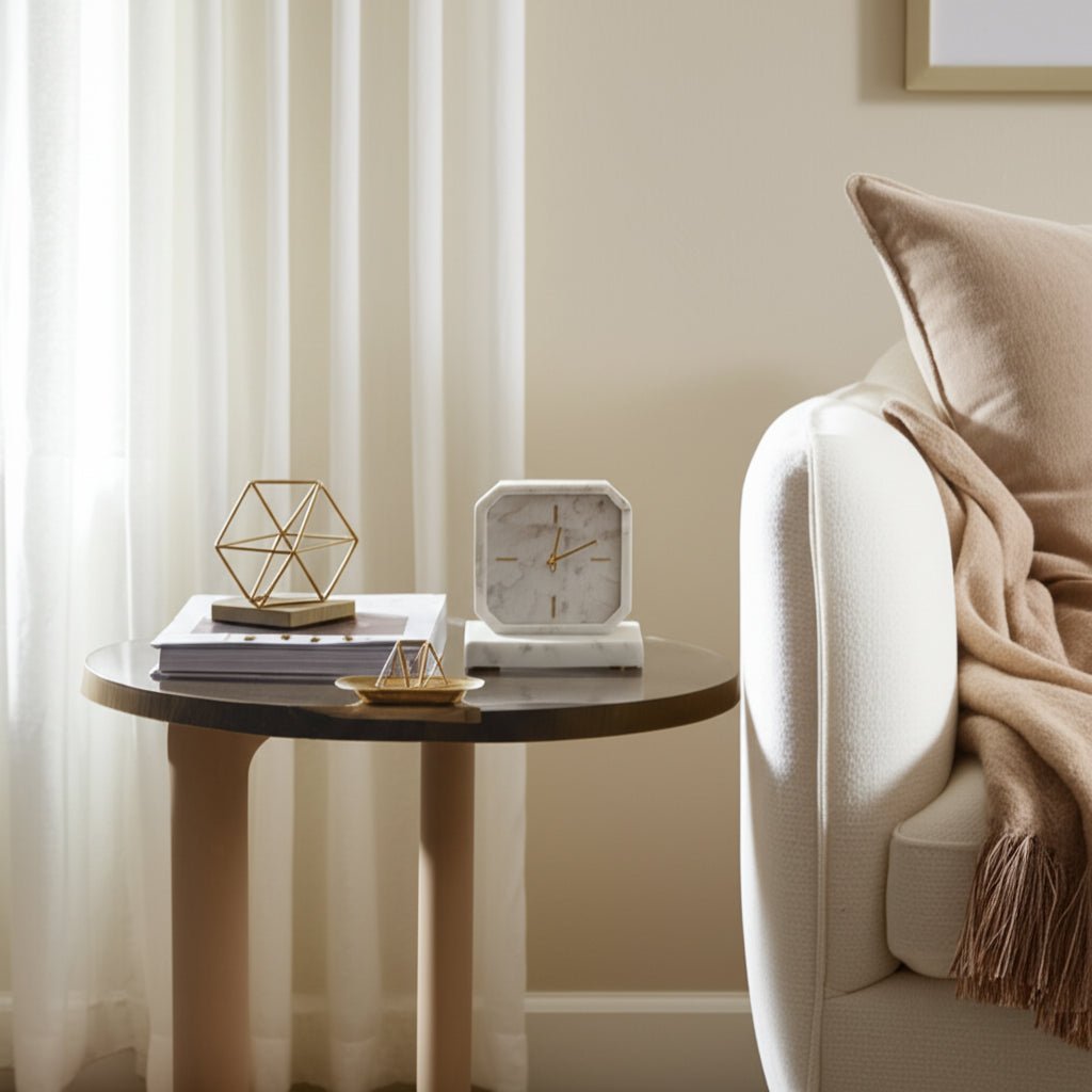 8" Marble Octagon Clock, Wht/gld Table Decors| Sagebrook Home