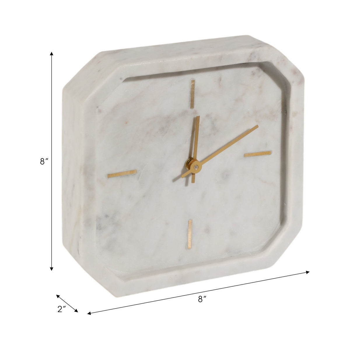 8" Marble Octagon Clock, Wht/gld Table Decors| Sagebrook Home