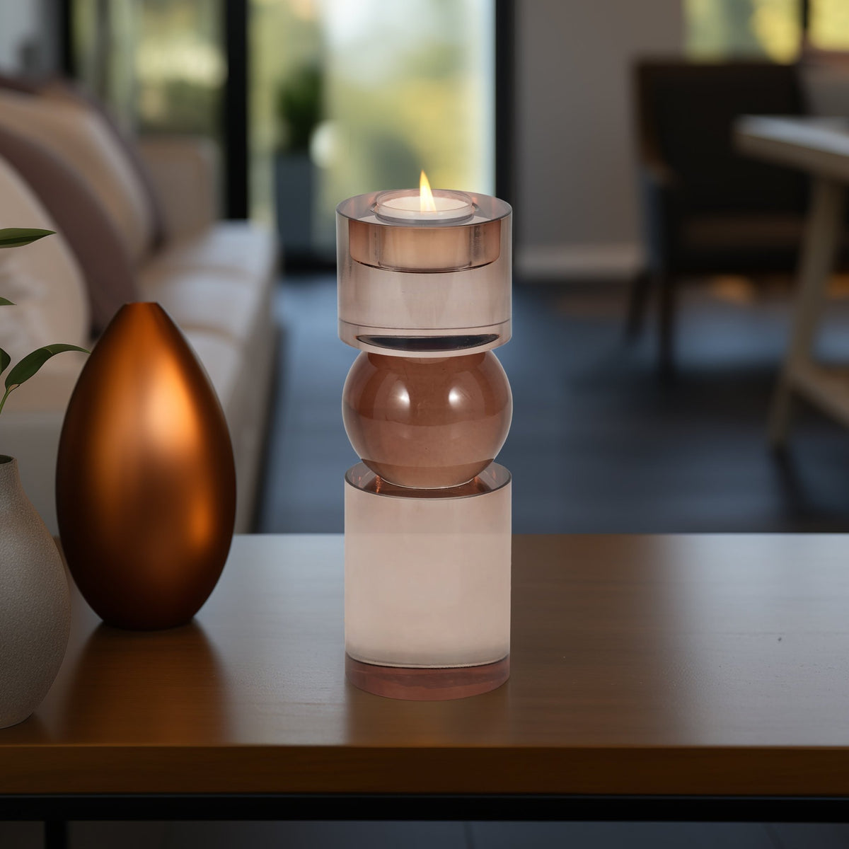 8" MARLA SMALL BRONZE CRYSTAL CANDLESTICK Table Decors| Sagebrook Home