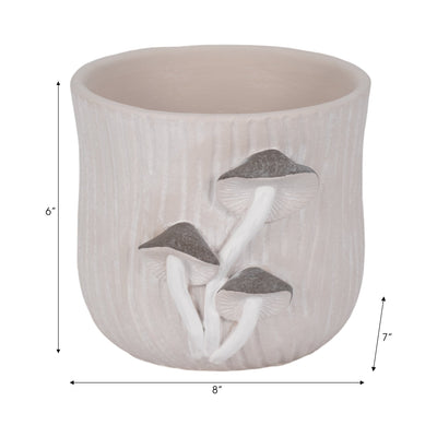 8" Mushroom Applique Planter, Grey - Al Rugaib Furniture