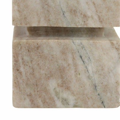 8" Onyx Marble Stacked Cubes Pillar Candleholder, - Al Rugaib Furniture