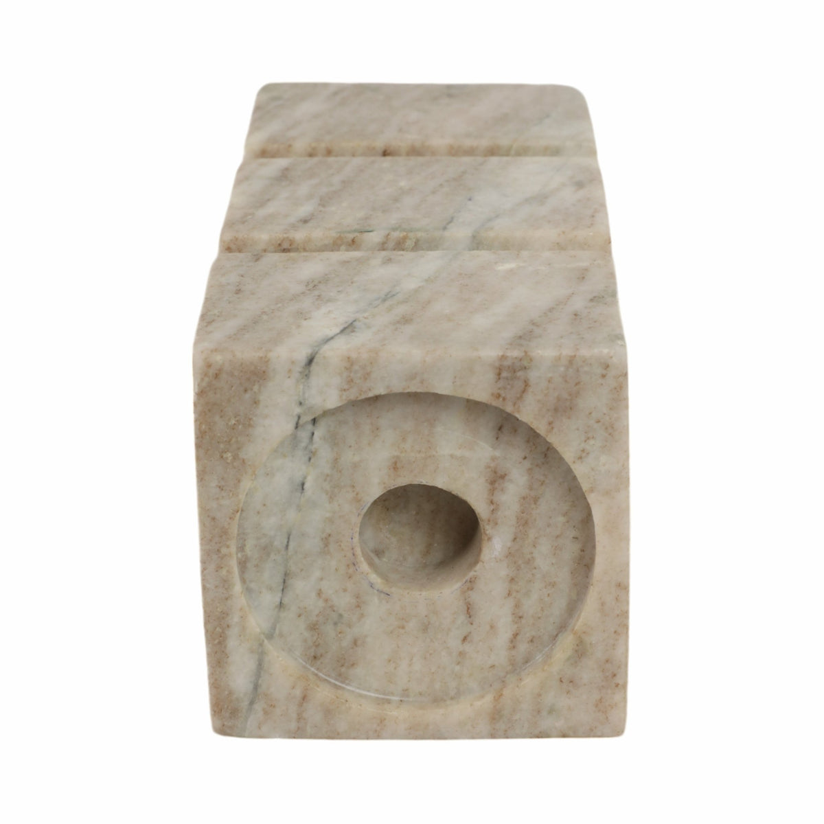 8" Onyx Marble Stacked Cubes Pillar Candleholder, Candle Holders| Sagebrook Home