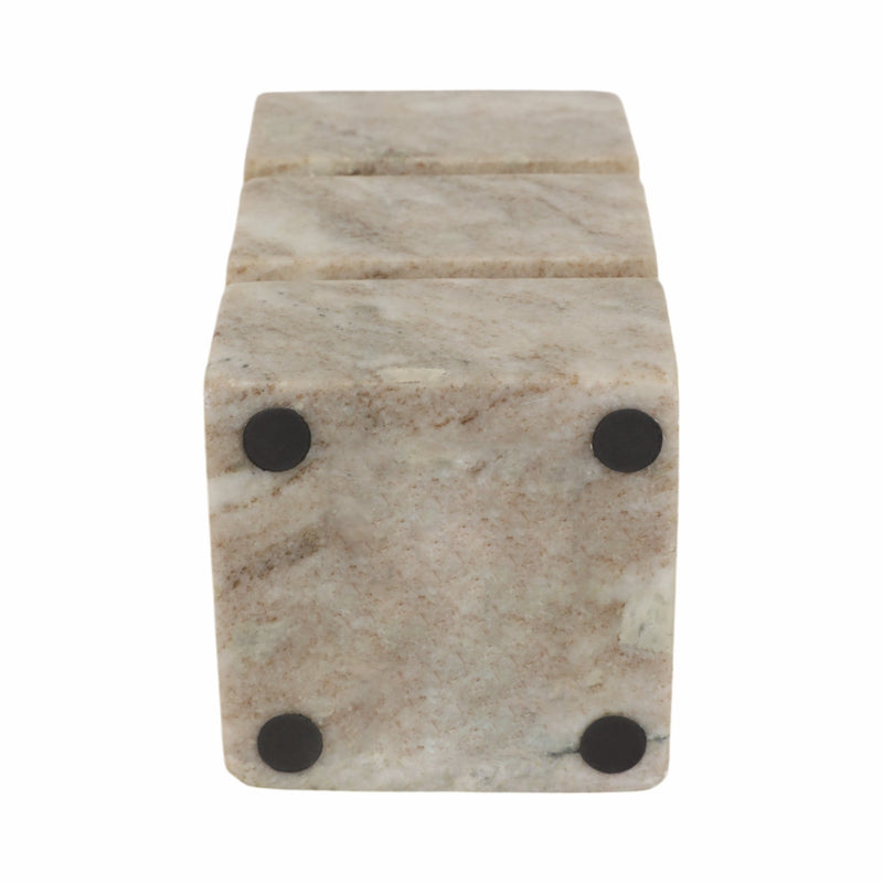 8" Onyx Marble Stacked Cubes Pillar Candleholder, - Al Rugaib Furniture