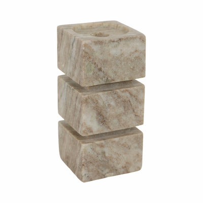 8" Onyx Marble Stacked Cubes Pillar Candleholder, - Al Rugaib Furniture