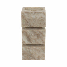 8" Onyx Marble Stacked Cubes Pillar Candleholder,