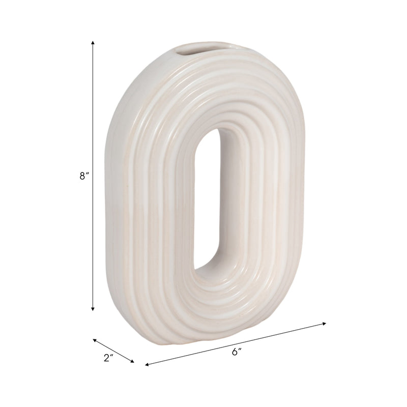 8" Oval Arch Vase, Ivory - Al Rugaib Furniture