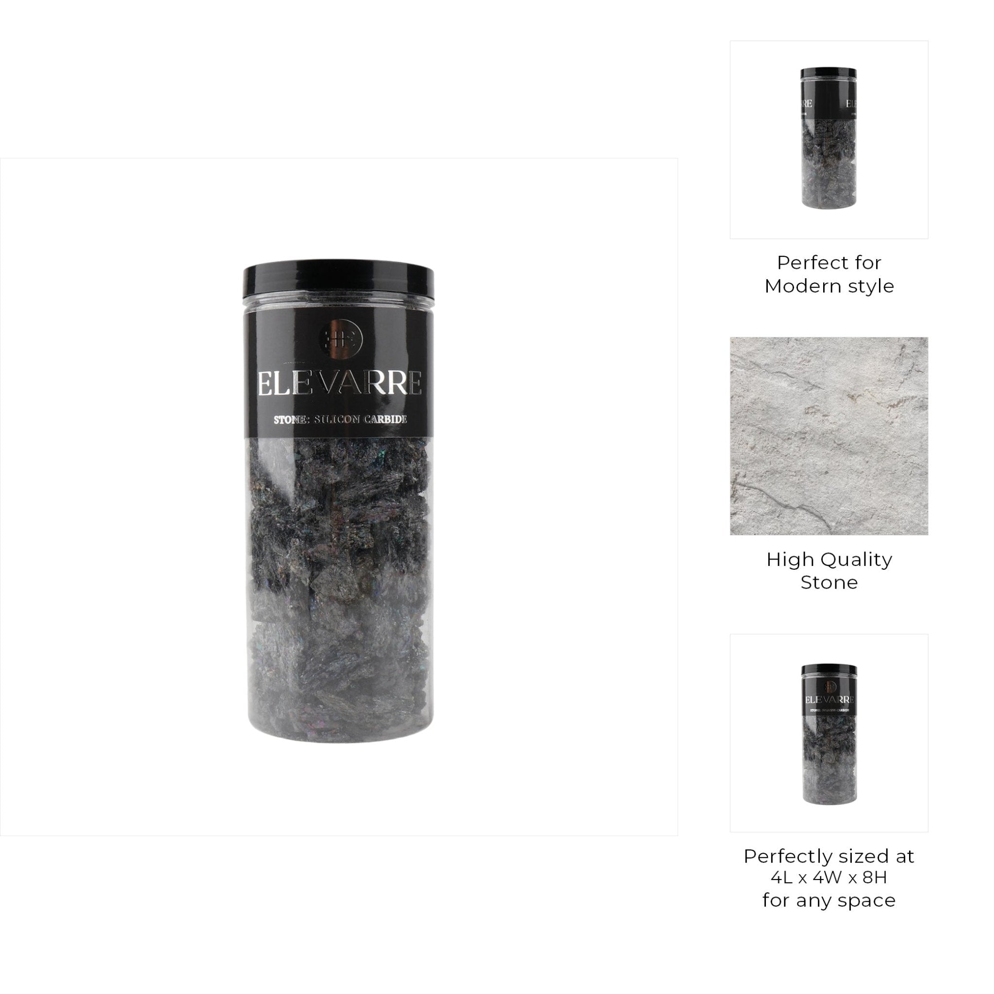 8" Silicon Carbide Raw Stone Filler, Black Table Decors| Sagebrook Home